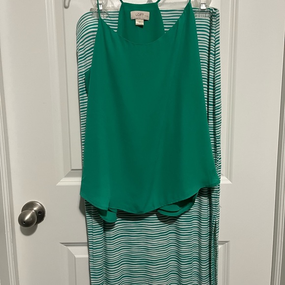 Loft Petites Maxi Skirt Green And White Striped  Size MP (see matching top) - Picture 4 of 4